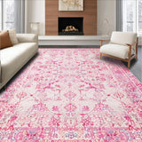 Ultra Soft Area Rug, Non Slip, Stain Resistant, Washable Area Rugs for Living Room, Bedroom, Meditation Rug, Pink Ribbon Retreat(Pink)