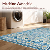Ultra Soft Area Rug, Non Slip, Stain Resistant, Washable Area Rugs for Living Room, Bedroom, Chic Scalloped Ribbon Bow Rug with Contemporary Preppy Graphic Detailing(Blue)