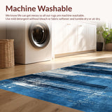 Ultra Soft Area Rug, Non Slip, Stain Resistant, Washable Area Rugs for Living Room, Bedroom, Rustic Minimalist Blue Tones Design(Blue)