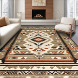 Ultra Soft Area Rug, Non Slip, Stain Resistant, Washable Area Rugs for Living Room, Bedroom, Geometric Earth Tone Mosaic(Brown)