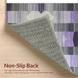 Ultra Soft Area Rug, Non Slip, Stain Resistant, Washable Area Rugs for Living Room, Bedroom, Transitional Grey Lavender Trellis Art(Purple)