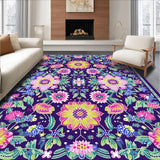 Ultra Soft Area Rug, Non Slip, Stain Resistant, Washable Area Rugs for Living Room, Bedroom, Striking Modern Colorful Blooms(Purple)