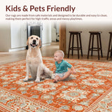 Ultra Soft Area Rug, Non Slip, Stain Resistant, Washable Area Rugs for Living Room, Bedroom, Vivid Herringbone Patterned Elegance(Orange)