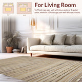 Ultra Soft Area Rug, Non Slip, Stain Resistant, Washable Area Rugs for Living Room, Bedroom, Boho Textural Earthy Delight(Beige)
