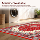 Ultra Soft Area Rug, Non Slip, Stain Resistant, Washable Area Rugs for Living Room, Bedroom, Vibrant Medallion Patterned Elegance(White)