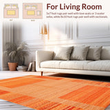 Ultra Soft Area Rug, Non Slip, Stain Resistant, Washable Area Rugs for Living Room, Bedroom, Stylish Transitional Earth Tones(Orange)