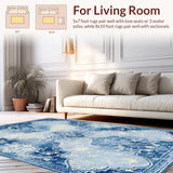 Ultra Soft Area Rug, Non Slip, Stain Resistant, Washable Area Rugs for Living Room, Bedroom, Adorable Non Slip Shower Carpet With Dreamy Bow And Scalloped Edges(Blue)
