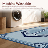 Ultra Soft Area Rug, Non Slip, Stain Resistant, Washable Area Rugs for Living Room, Bedroom, Vibrant Coastal Nautical Scene(Blue)