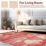 Ultra Soft Area Rug, Non Slip, Stain Resistant, Washable Area Rugs for Living Room, Bedroom, Cozy Abstract Earthy Hues(Red)