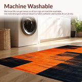 Ultra Soft Area Rug, Non Slip, Stain Resistant, Washable Area Rugs for Living Room, Bedroom, Rich Burnt Orange Textured Motif(Orange)