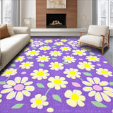 Ultra Soft Area Rug, Non Slip, Stain Resistant, Washable Area Rugs for Living Room, Bedroom, Artistic Groovy Floral Touch(Purple)