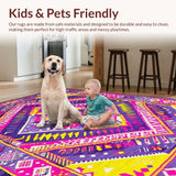 Ultra Soft Area Rug, Non Slip, Stain Resistant, Washable Area Rugs for Living Room, Bedroom, Striking Ogee Pattern in Purple(Purple)