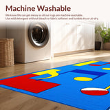 Ultra Soft Area Rug, Non Slip, Stain Resistant, Washable Area Rugs for Living Room, Bedroom, Vibrant Musical Notes Composition(Blue)