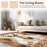 Ultra Soft Area Rug, Non Slip, Stain Resistant, Washable Area Rugs for Living Room, Bedroom, Modern Neutral Graphic Elements(Beige)
