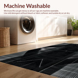 Ultra Soft Area Rug, Non Slip, Stain Resistant, Washable Area Rugs for Living Room, Bedroom, Sleek Abstract Linear Arrangement(Black)