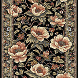 Ultra Soft Area Rug, Non Slip, Stain Resistant, Washable Area Rugs for Living Room, Bedroom, Sophisticated Geometric Leaf Arrangement(Black)