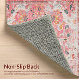 Ultra Soft Area Rug, Non Slip, Stain Resistant, Washable Area Rugs for Living Room, Bedroom, Trendy Boho Pastel Patterned Tapestry(Pink)