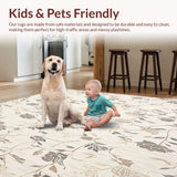 Ultra Soft Area Rug, Non Slip, Stain Resistant, Washable Area Rugs for Living Room, Bedroom, Modern Floral Area Non Slip Indoor(Beige)