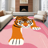 Ultra Soft Area Rug, Non Slip, Stain Resistant, Washable Area Rugs for Living Room, Bedroom, Charming Pink Tiger Playful Decor(Orange)