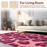 Ultra Soft Area Rug, Non Slip, Stain Resistant, Washable Area Rugs for Living Room, Bedroom, Vibrant Plush Faux Fur Rug for 70s Home Decor(Pink)