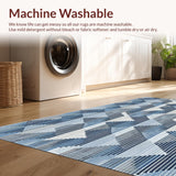 Ultra Soft Area Rug, Non Slip, Stain Resistant, Washable Area Rugs for Living Room, Bedroom, Contemporary Blue Grey Geometric Design(Blue)