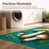 Ultra Soft Area Rug, Non Slip, Stain Resistant, Washable Area Rugs for Living Room, Bedroom, Cushioned Mushroom Pattern Neutral Kitchen Mats(Green)