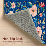Ultra Soft Area Rug, Non Slip, Stain Resistant, Washable Area Rugs for Living Room, Bedroom, Lively Floral Tiled Motif(Blue)