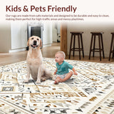 Ultra Soft Area Rug, Non Slip, Stain Resistant, Washable Area Rugs for Living Room, Bedroom, Boho Chic Beige Area Ultra Geometric Modern(Beige)