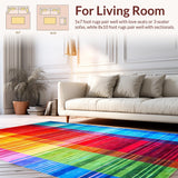 Ultra Soft Area Rug, Non Slip, Stain Resistant, Washable Area Rugs for Living Room, Bedroom, Dynamic Abstract Colorful Lines(Red)