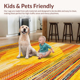 Ultra Soft Area Rug, Non Slip, Stain Resistant, Washable Area Rugs for Living Room, Bedroom, Contemporary Round Floral Motif(Yellow)