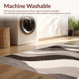 Ultra Soft Area Rug, Non Slip, Stain Resistant, Washable Area Rugs for Living Room, Bedroom, Stylish Contemporary Organic Shapes(Gray)