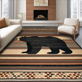Ultra Soft Area Rug, Non Slip, Stain Resistant, Washable Area Rugs for Living Room, Bedroom, Rustic Nature-Inspired Bear Design(Black)