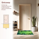 Ultra Soft Area Rug, Non Slip, Stain Resistant, Washable Area Rugs for Living Room, Bedroom, Tropical Palm Leaf Kitchen Non-Slip Runner Rug(Green)