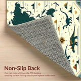 Beige Educational with Dinosaur Silhouettes and World Map(Green)