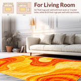Ultra Soft Area Rug, Non Slip, Stain Resistant, Washable Area Rugs for Living Room, Bedroom, Dynamic Orange Yellow Dreamscape(Orange)