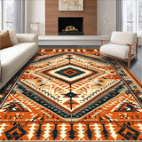 Ultra Soft Area Rug, Non Slip, Stain Resistant, Washable Area Rugs for Living Room, Bedroom, Elegant Organic Shape Motif(Orange)