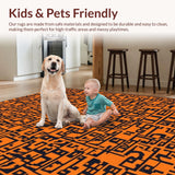 Ultra Soft Area Rug, Non Slip, Stain Resistant, Washable Area Rugs for Living Room, Bedroom, Witty Monochrome Text Design(Orange)