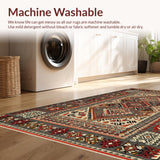 Ultra Soft Area Rug, Non Slip, Stain Resistant, Washable Area Rugs for Living Room, Bedroom, Artisanal Warm Toned Pattern(Red)