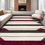 Ultra Soft Area Rug, Non Slip, Stain Resistant, Washable Area Rugs for Living Room, Bedroom, Geometric Spark Round Beige/Burgundy(Red)