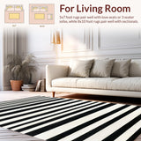 Ultra Soft Area Rug, Non Slip, Stain Resistant, Washable Area Rugs for Living Room, Bedroom, Contemporary Dual-Tone Linear Pattern Home Decor Floor Mat With Modern Look(Black)