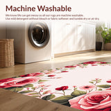 Ultra Soft Area Rug, Non Slip, Stain Resistant, Washable Area Rugs for Living Room, Bedroom, Elegant Shabby Chic Blossom Design(Red)