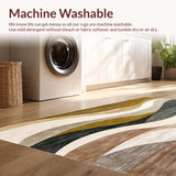 Modern Abstract Beige and Brown Area Featuring Artistic Wave(Beige)