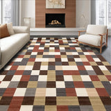 Ultra Soft Area Rug, Non Slip, Stain Resistant, Washable Area Rugs for Living Room, Bedroom, Modern Chequered Brown and Beige Contemporary Style(Brown)