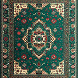 Ultra Soft Area Rug, Non Slip, Stain Resistant, Washable Area Rugs for Living Room, Bedroom, Rustic Tribal Warm Tones Design(Green)