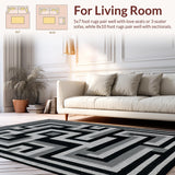 Ultra Soft Area Rug, Non Slip, Stain Resistant, Washable Area Rugs for Living Room, Bedroom, Classic Black Stair Treads for Modern Decor(Black)