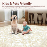 Ultra Soft Area Rug, Non Slip, Stain Resistant, Washable Area Rugs for Living Room, Bedroom, Creamy Beige Area with Intricate Filigree Scrollwork(Beige)