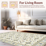 Ultra Soft Area Rug, Non Slip, Stain Resistant, Washable Area Rugs for Living Room, Bedroom, Stylish Low Pile Retro Charm(White)