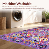 Ultra Soft Area Rug, Non Slip, Stain Resistant, Washable Area Rugs for Living Room, Bedroom, Contemporary Colorful Symmetrical Shapes(Purple)