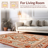 Ultra Soft Area Rug, Non Slip, Stain Resistant, Washable Area Rugs for Living Room, Bedroom, Stylish Abstract Linear Aesthetic(Orange)