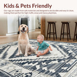 Ultra Soft Area Rug, Non Slip, Stain Resistant, Washable Area Rugs for Living Room, Bedroom, Transitional Cozy Block Print(Gray)